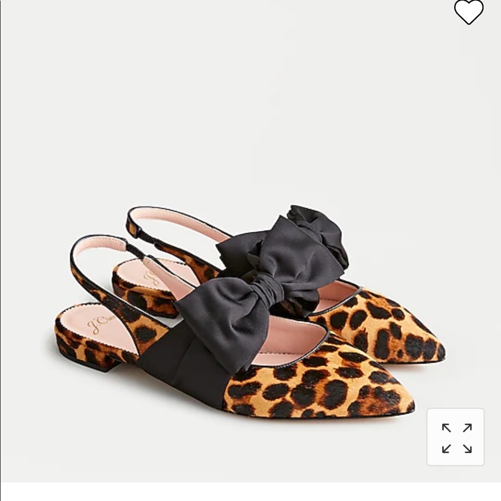 J Crew gwen slingback flats with bow in leopard calf hair